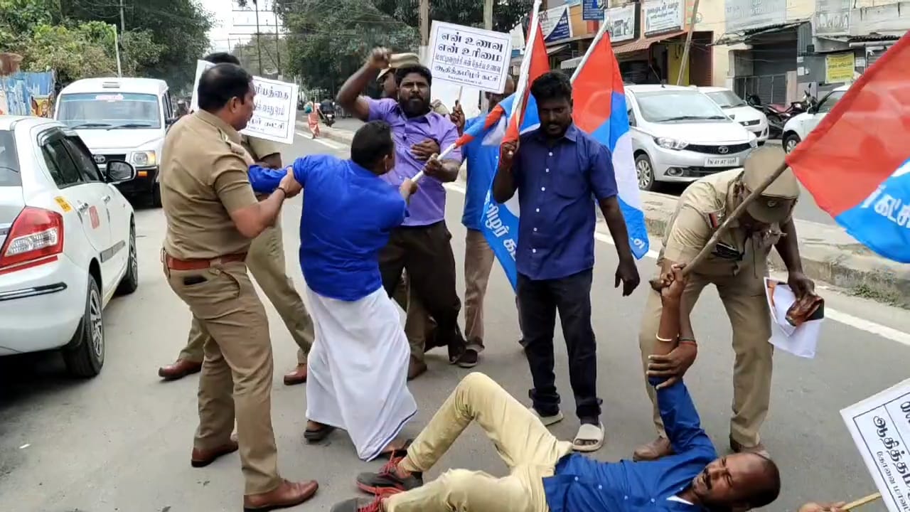 உடையாம்பாளையம் பீப் கடை விவகாரம்- பாஜக அலுவலகம் மீது மாட்டிறைச்சி வீச முயன்றவர்கள் கைது...