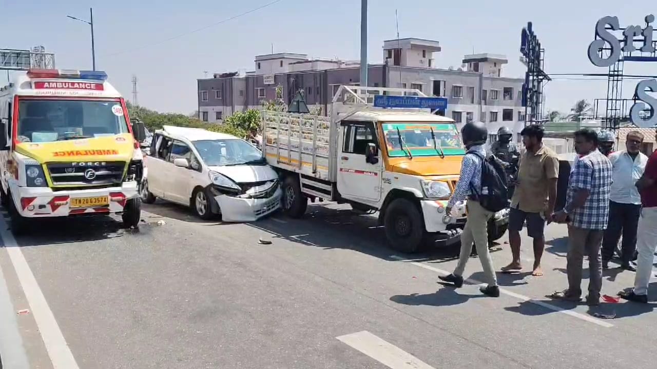 ராமநாதபுரம் மேம்பாலத்தில் அடுத்தடுத்து மோதிக்கொண்ட வாகனங்கள்...