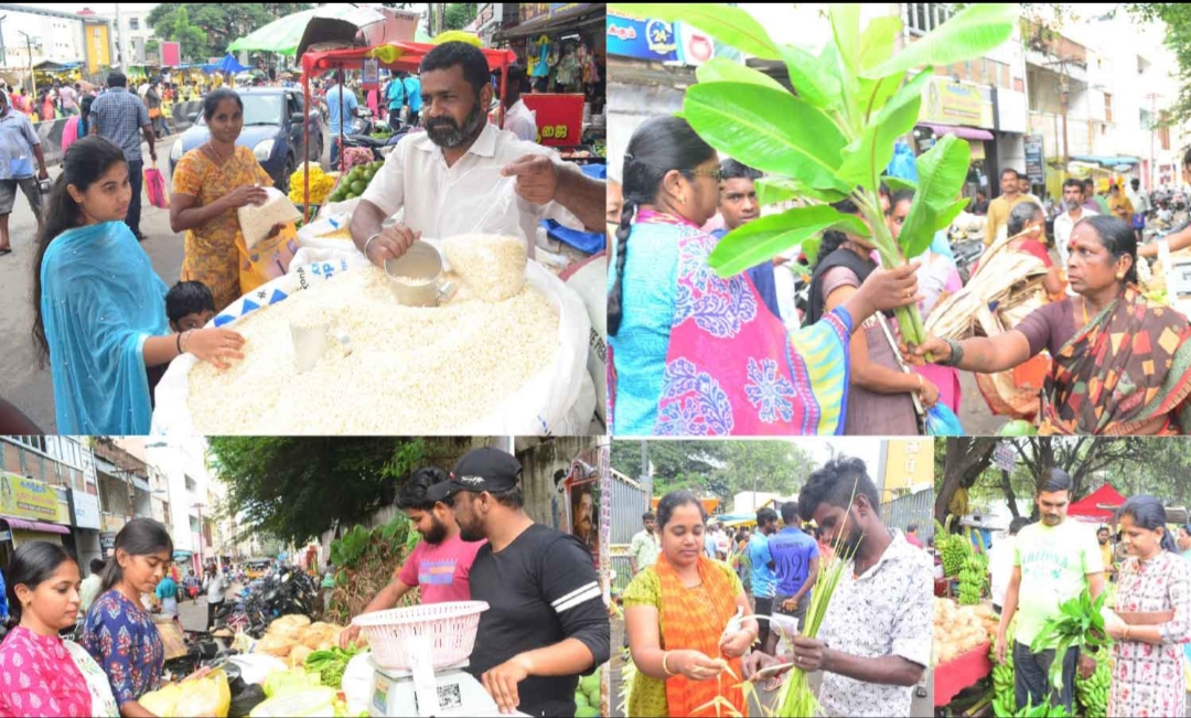 நாளை ஆயுத பூஜை விழா: கடைகளில் பொருட்கள் வாங்கக் குவிந்த மக்கள்