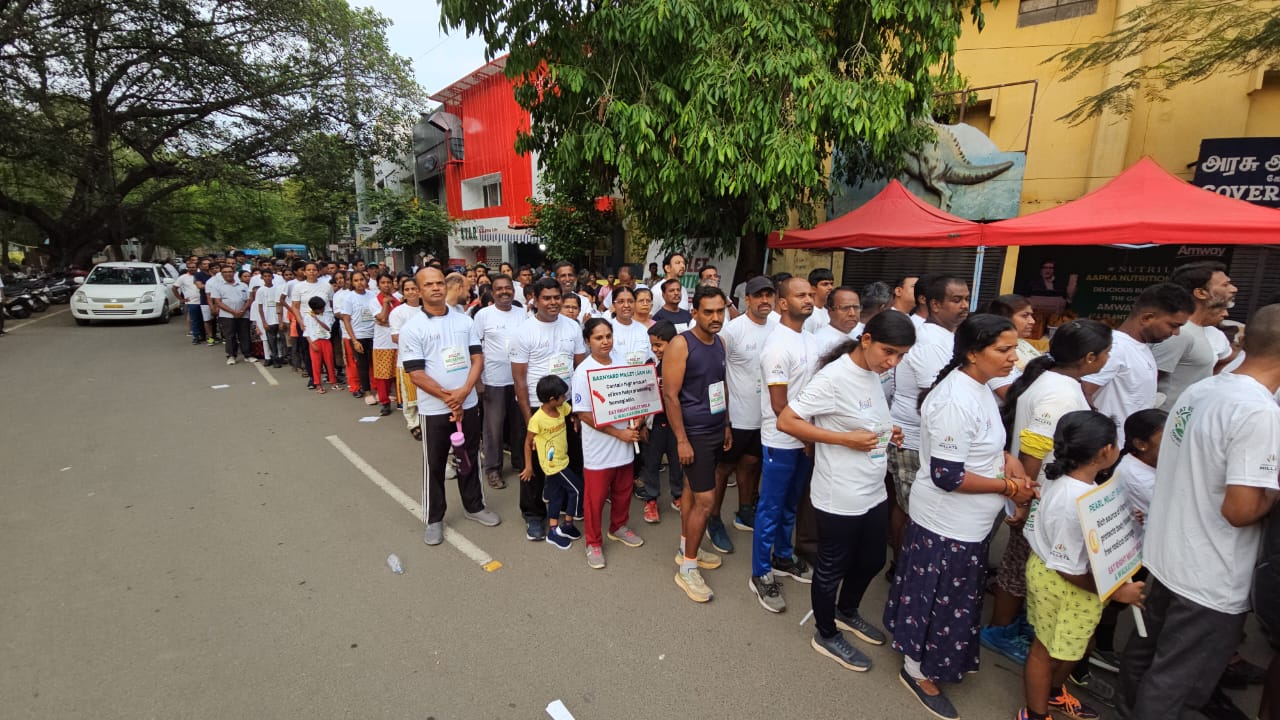 சிறுதானிய விழிப்புணர்வு வாக்கத்தான்.. கோவை மக்கள் பங்கேற்பு